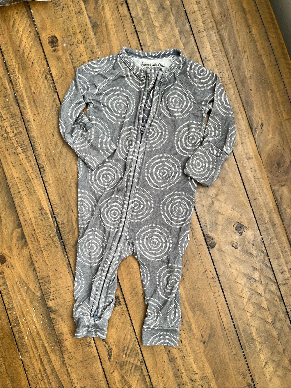 Brave Little Ones Gray Circle-Print Zip One-Piece
